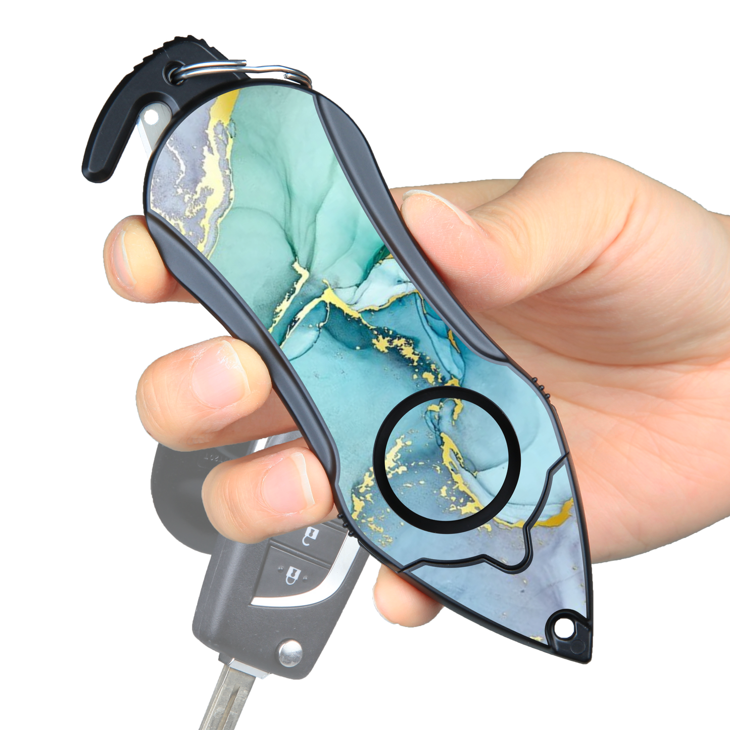 Stinger Survival Tools Personal Alarm keychain Safety Emergency Tool (Green Marble)