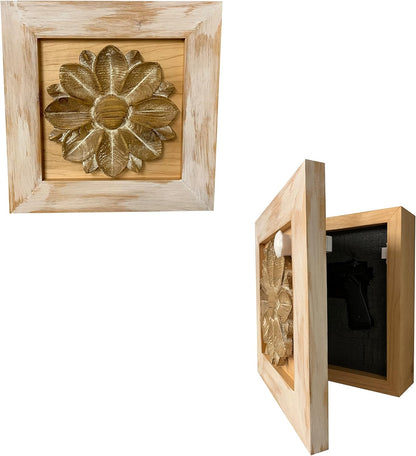Bellewood Designs - Distressed Flower Concealed Gun Cabinet Wall Decor (White)