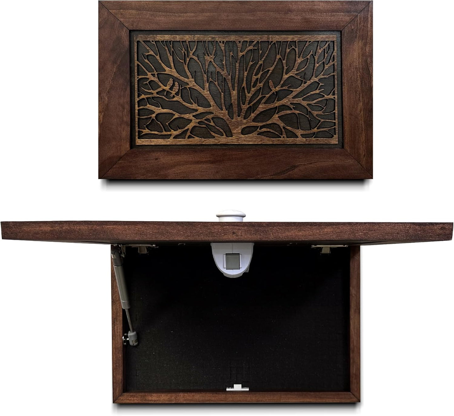 Bellewood Designs - Wood Gun Cabinet Birds In A Tree Wall Decoration - Hidden Gun Safe To Securely Store Your Gun In Plain Sight