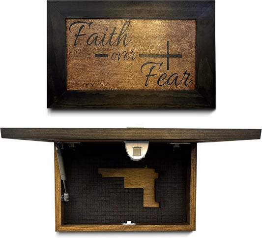 Bellewood Designs - Faith Over Fear Wall-Mounted Secure Gun Cabinet