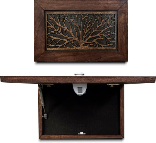 Bellewood Designs - Wood Gun Cabinet Birds In A Tree Wall Decoration - Hidden Gun Safe To Securely Store Your Gun In Plain Sight