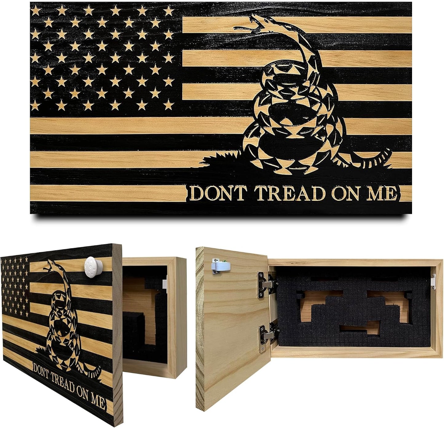 Bellewood Designs - Dont Tread On Me Secure Wall-Mounted Gun Cabinet (Stripes)