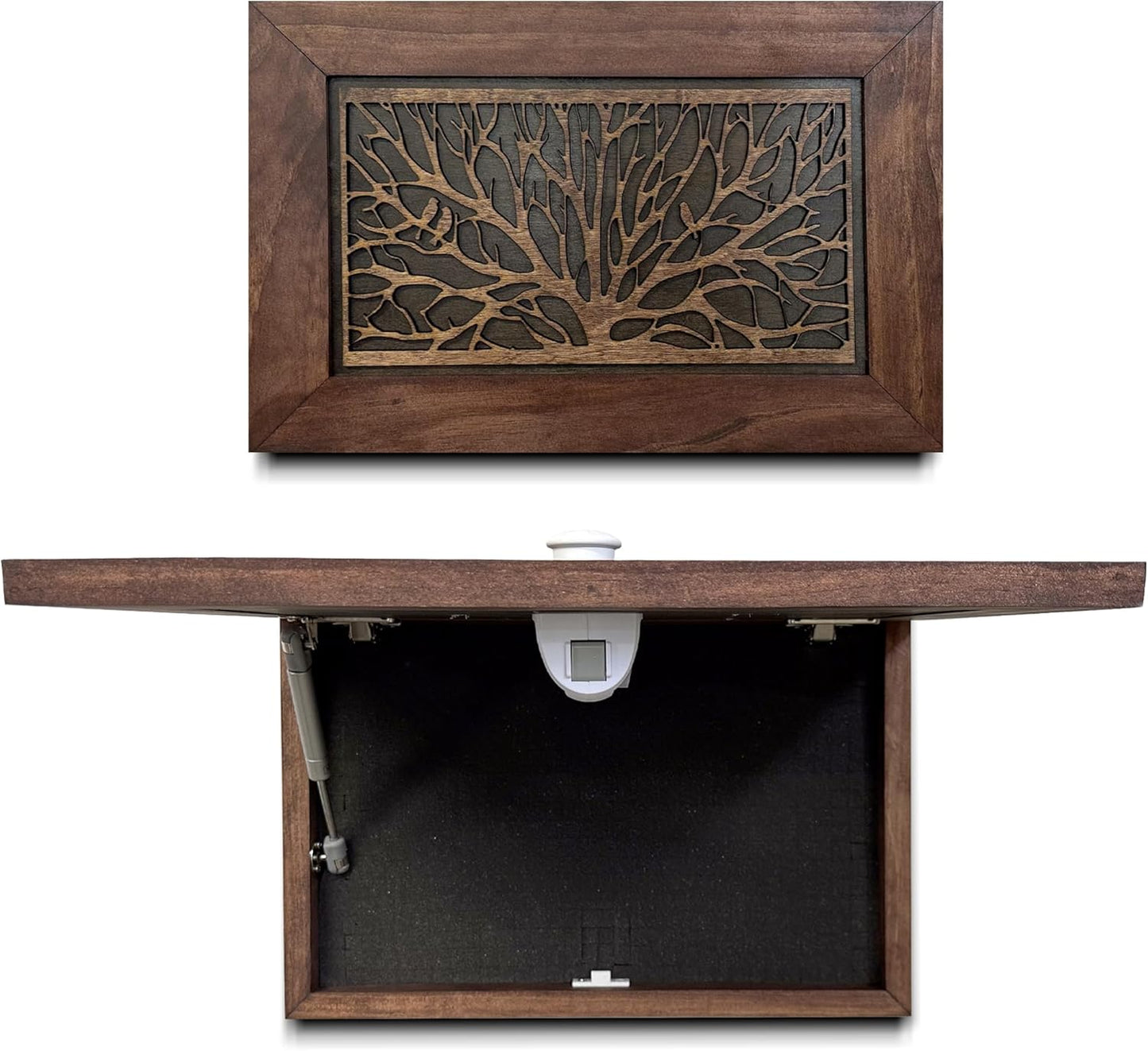 Bellewood Designs - Wood Gun Cabinet Birds In A Tree Wall Decoration - Hidden Gun Safe To Securely Store Your Gun In Plain Sight