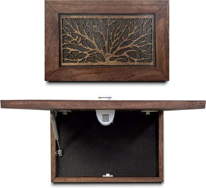 Bellewood Designs - Wood Gun Cabinet Birds In A Tree Wall Decoration - Hidden Gun Safe To Securely Store Your Gun In Plain Sight