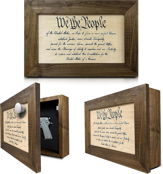 Bellewood Designs - Hidden Gun Storage Cabinet We The People Constitution Preamble