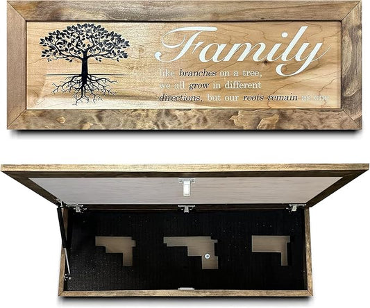 Bellewood Designs - Large Hidden Gun Storage Cabinet with Family Tree Design