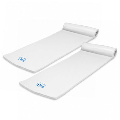 TRC Recreation Splash 1.25" Thick Foam Swimming Pool Float Lounger Mat, White