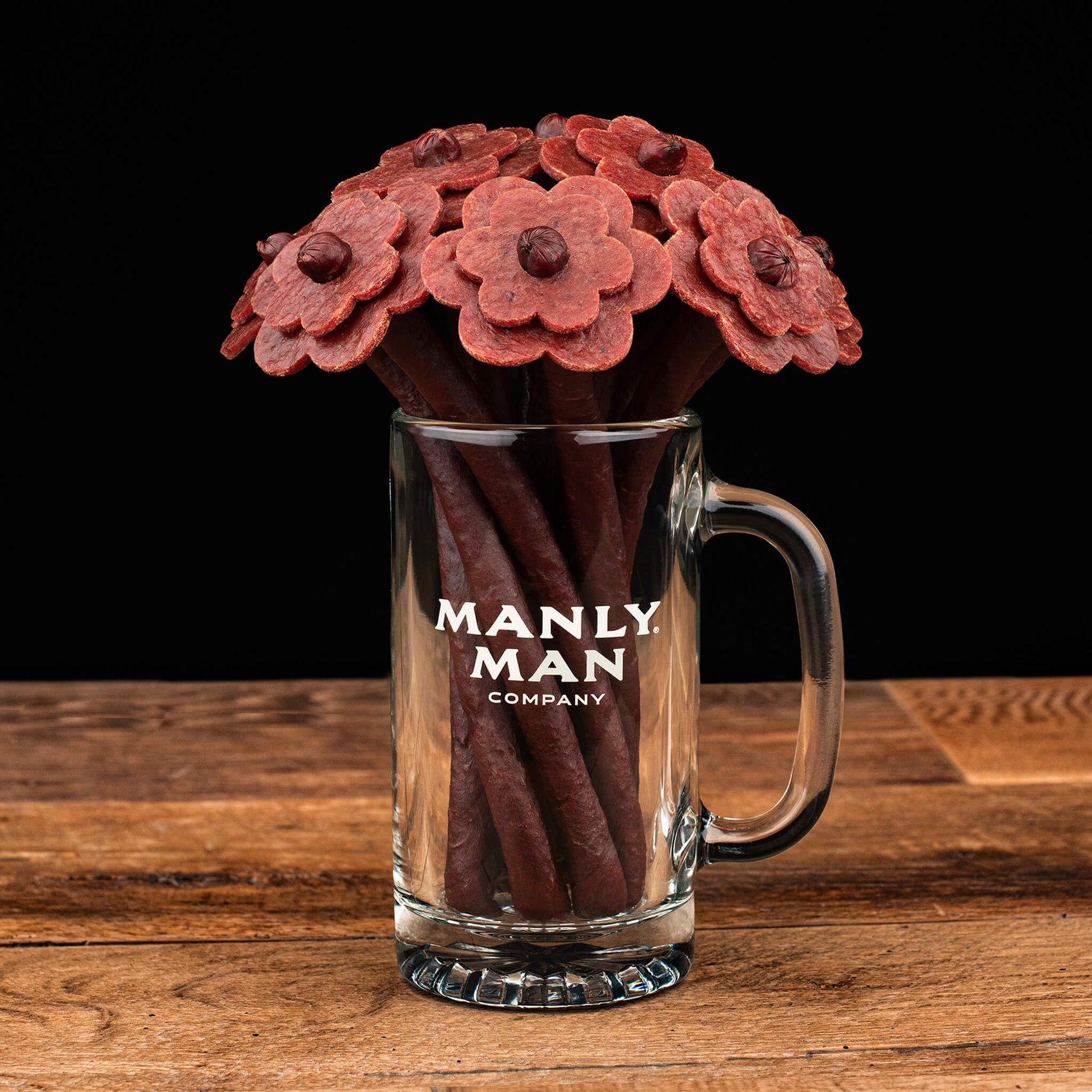 Manly Man Co. Beef Jerky Flower Bouquet & Beer Mug - Angler's Pro Tackle & Outdoors