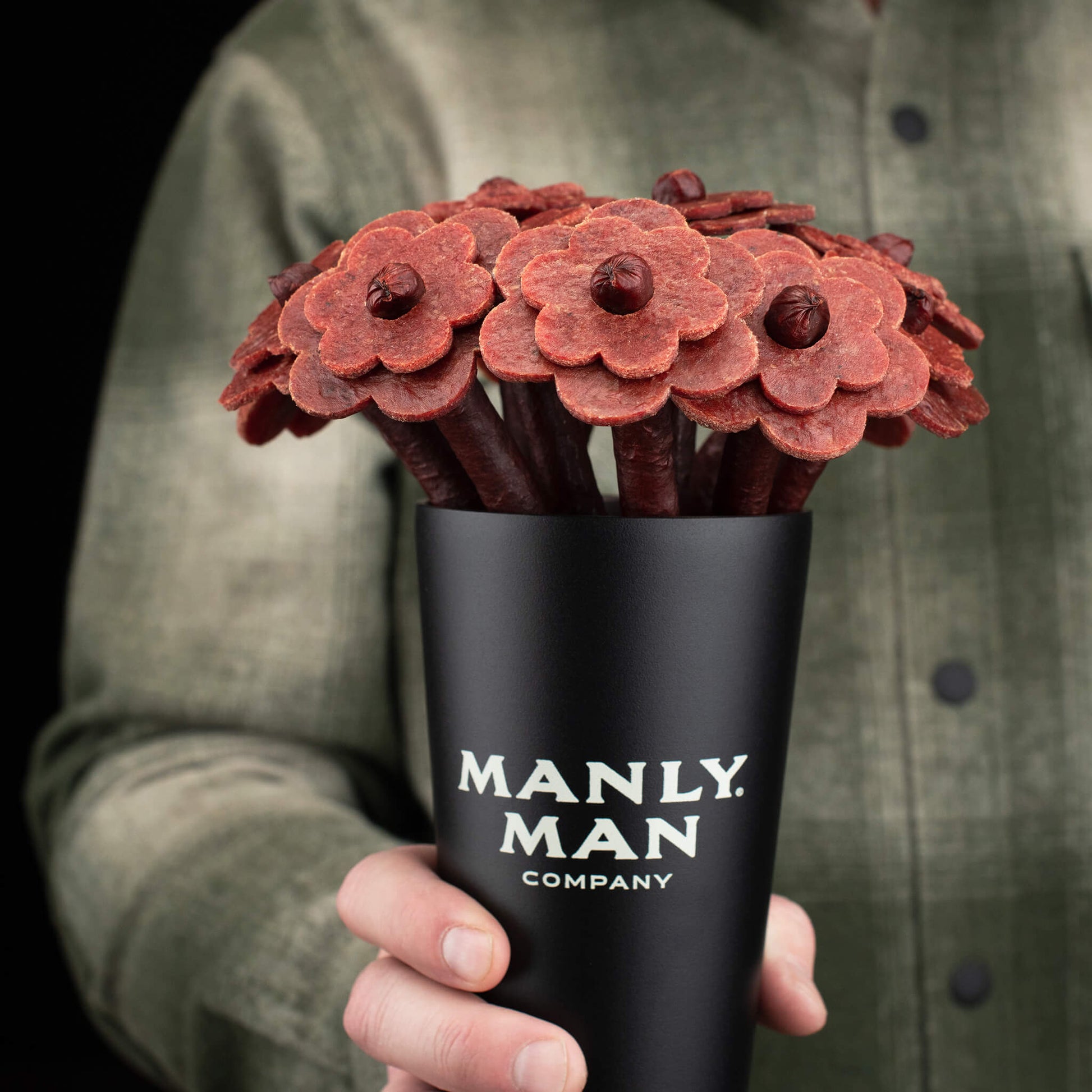 Manly Man Co. Beef Jerky Flower Bouquet - Black Steel Edition - Angler's Pro Tackle & Outdoors