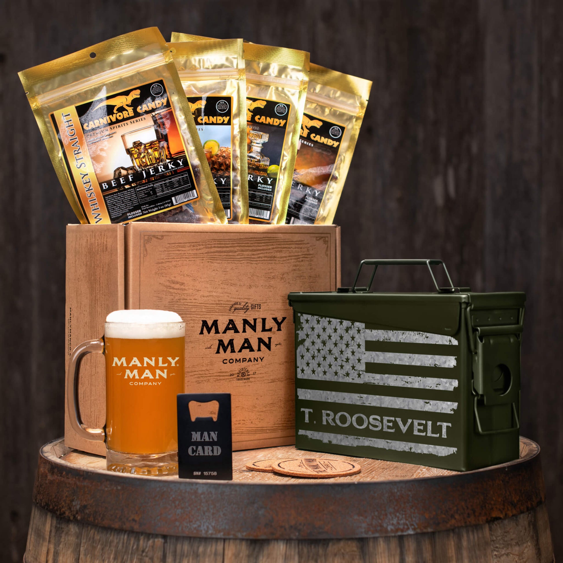 Manly Man Co. Booze Infused Jerky Ammo Can Gift Basket - Angler's Pro Tackle & Outdoors