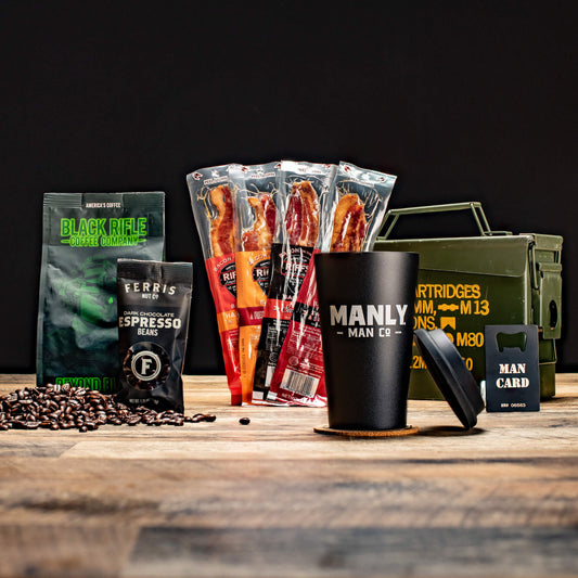 Manly Man Co. Coffee & Bacon Ammo Can Gift Basket - Angler's Pro Tackle & Outdoors