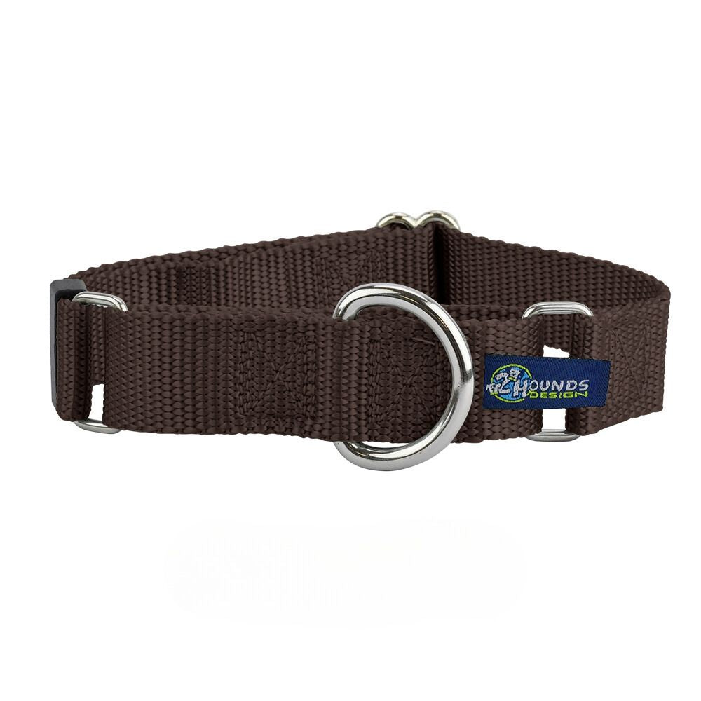 2 Hounds Design 5/8″ and 1″ Brown Nylon Martingale Dog Collar