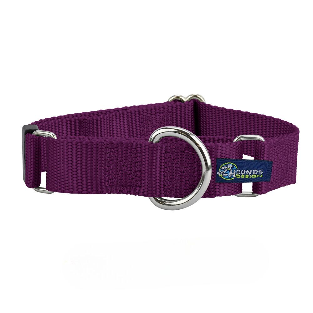 2 Hounds Design 5/8″ and 1″ Burgundy Nylon Martingale Dog Collar