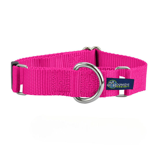 2 Hounds Design 5/8″ and 1″ Hot Pink Nylon Martingale Dog Collar