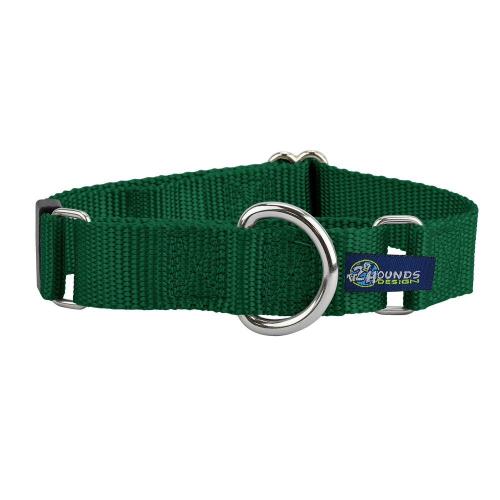 2 Hounds Design 5/8″ and 1″ Kelly Green Nylon Martingale Dog Collar