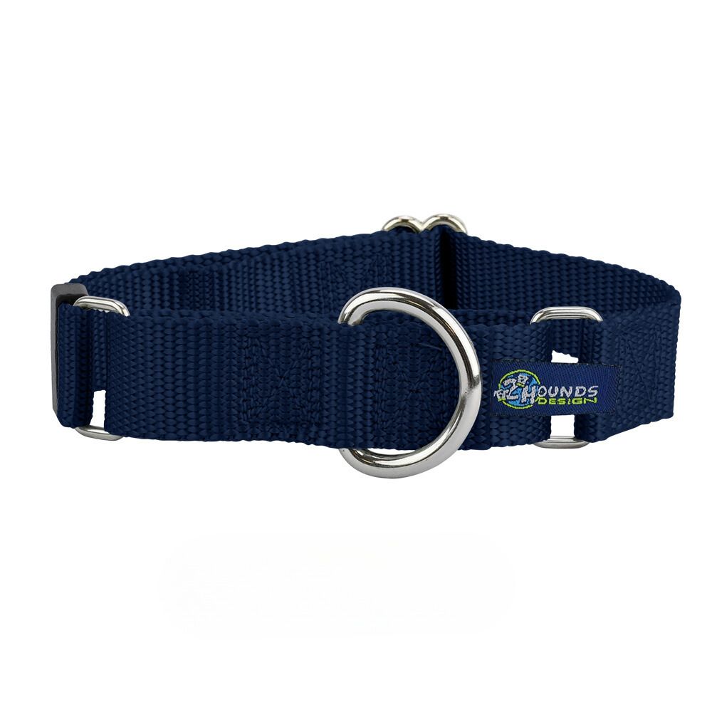 2 Hounds Design 5/8″ and 1″ Navy Blue Nylon Martingale Dog Collar