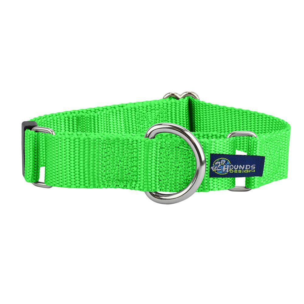2 Hounds Design 5/8″ and 1″ Neon Green Nylon Martingale Dog Collar