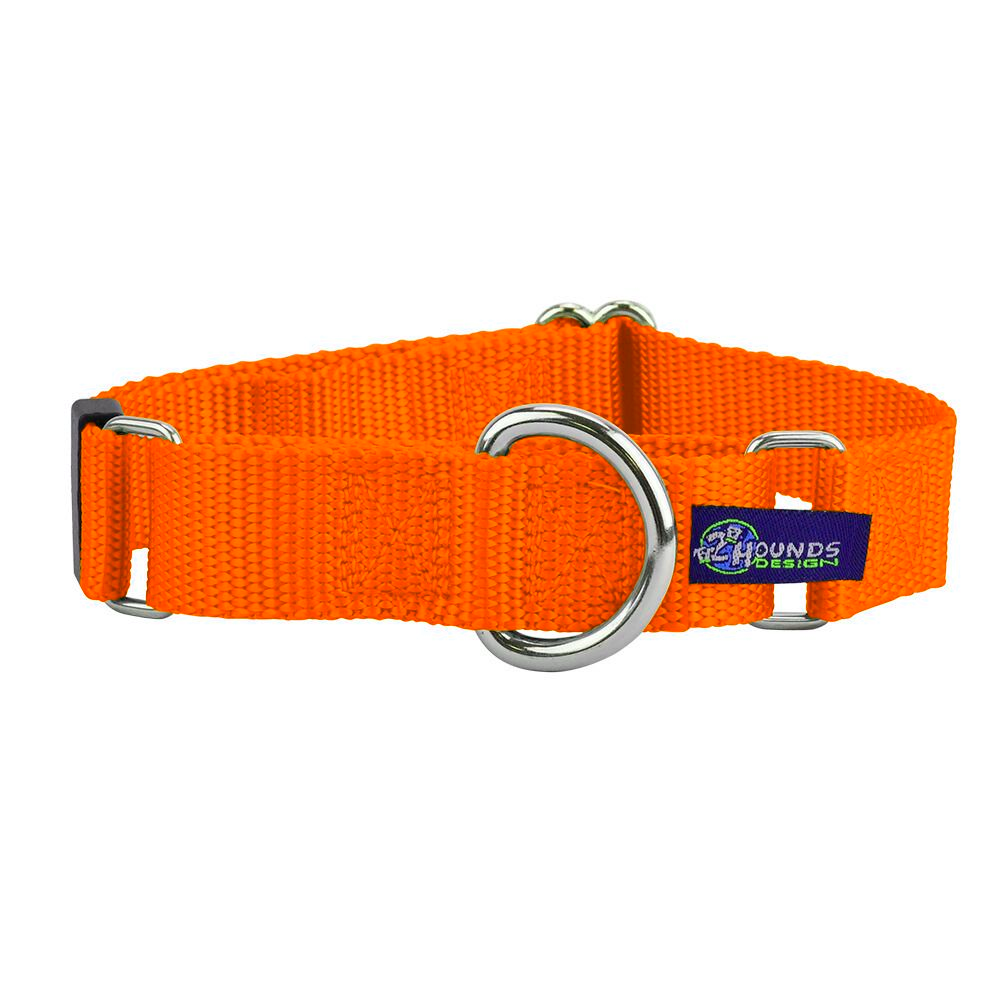 2 Hounds Design 5/8″ and 1″ Neon Orange Nylon Martingale Dog Collar