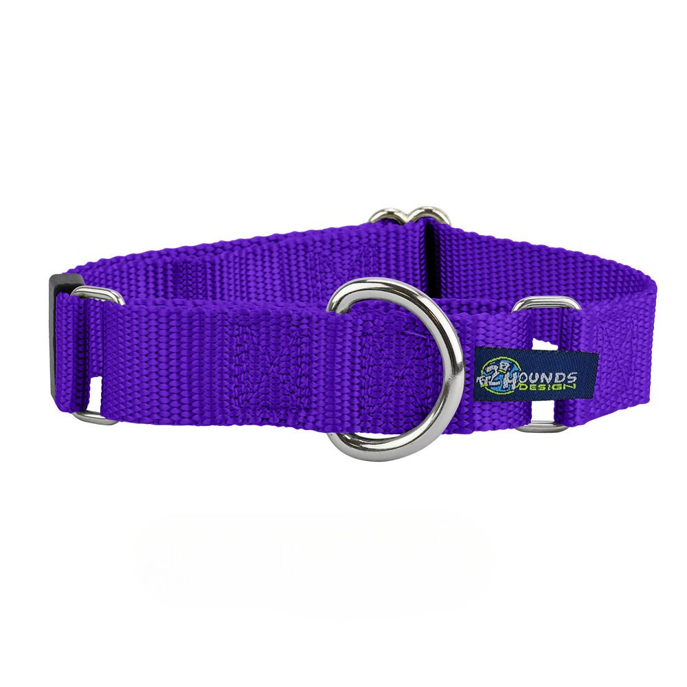 2 Hounds Design 5/8″ and 1″ Purple Nylon Martingale Dog Collar