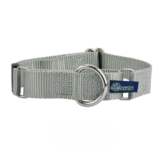 2 Hounds Design 5/8″ and 1″ Silver Nylon Martingale Dog Collar