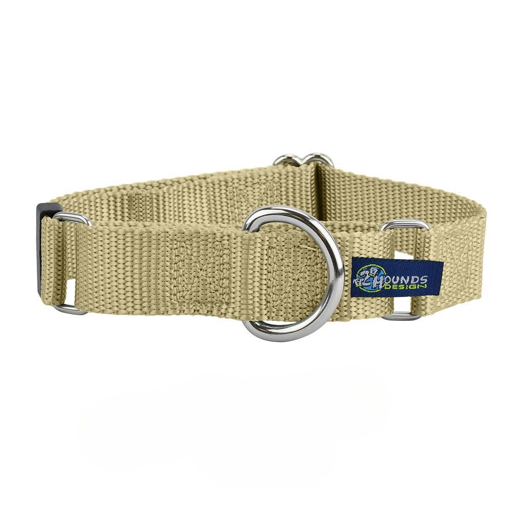 2 Hounds Design 5/8″ and 1″ Tan Nylon Martingale Dog Collar