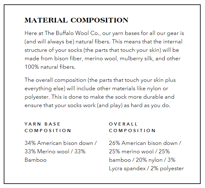 The Buffalo Wool Co. Casual Crew 2.0 - Ultralight Gear Crew Socks