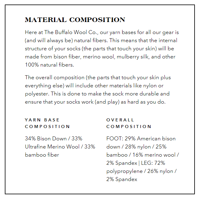 The Buffalo Wool Co. Kenai - Ultralight Gear Boot Sock