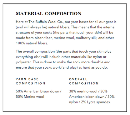 The Buffalo Wool Co. Trekker - Advantage Gear Boot Socks