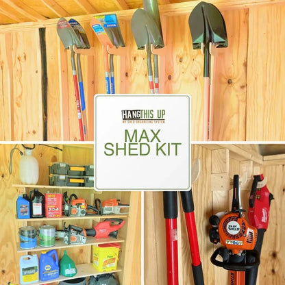 HangThis Up - MAX SHED ORGANIZATION KIT | Storage Yard Garden Shed,  Sheds For Sale, Yard Tool Organizer, Garden Tool Storage, Yard tool Rack, Shed Accessories