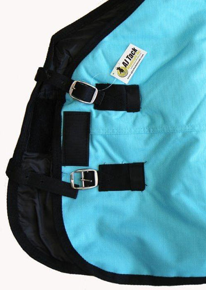 AJ Tack 1200D Waterproof Turnout Horse Blanket with Hood - Turquoise