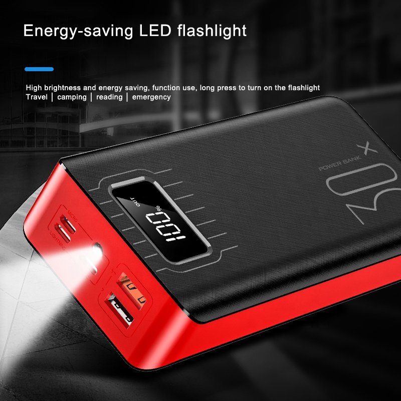 Outdoorzees 20000mAh External Battery Power Bank Dual USB With LED Flashlight