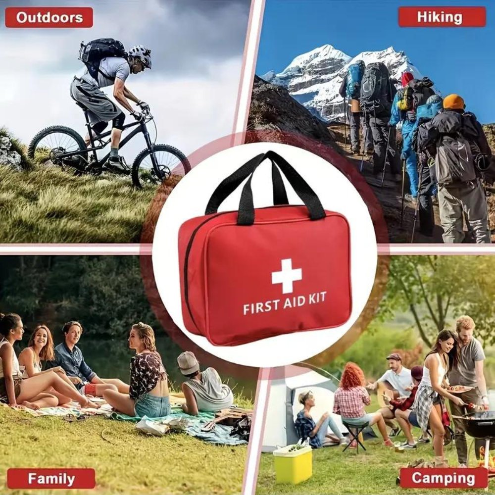 Outdoorzees 173pcs Large First Aid Kit: Portable Bag For Outdoor Hunting, Hiking, Camping And More - Including Emergency Supplies!