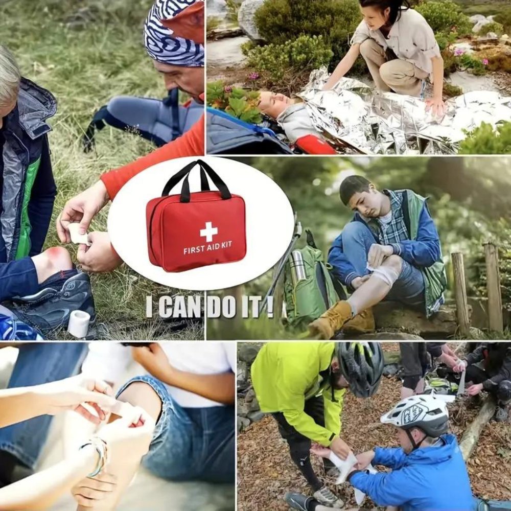 Outdoorzees 173pcs Large First Aid Kit: Portable Bag For Outdoor Hunting, Hiking, Camping And More - Including Emergency Supplies!