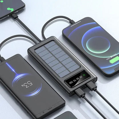 Outdoorzees Portable Solar Power Bank with Built-in Cables