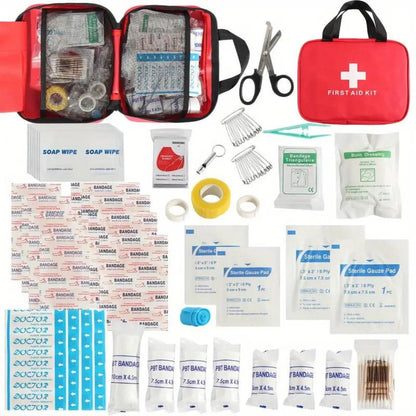 Outdoorzees 173pcs Large First Aid Kit: Portable Bag For Outdoor Hunting, Hiking, Camping And More - Including Emergency Supplies!