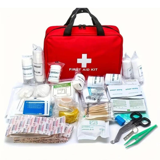 Outdoorzees 173pcs Large First Aid Kit: Portable Bag For Outdoor Hunting, Hiking, Camping And More - Including Emergency Supplies!
