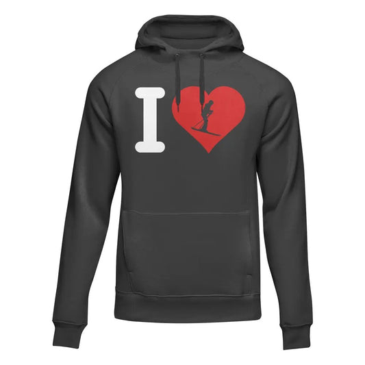 Outdoorzees I Love Skiing Adult Fleece Hoodie