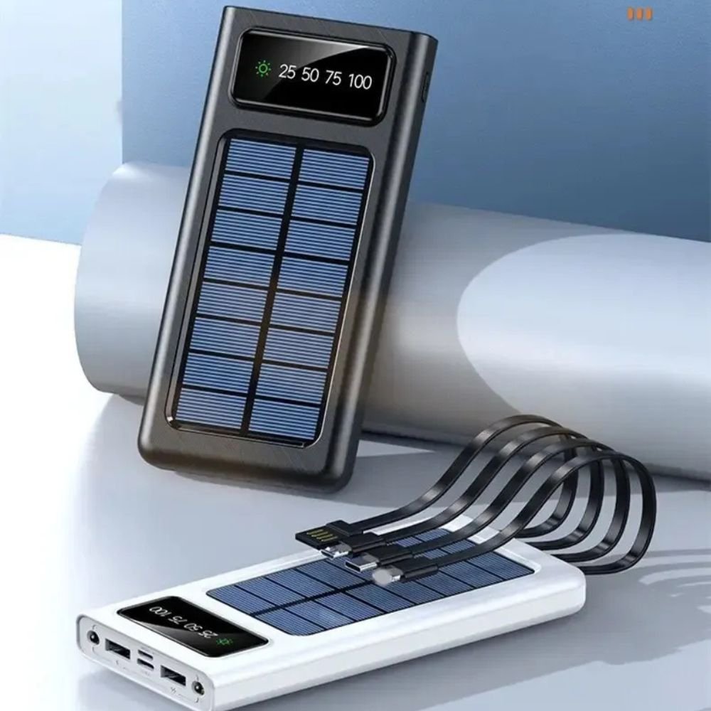 Outdoorzees Portable Solar Power Bank with Built-in Cables