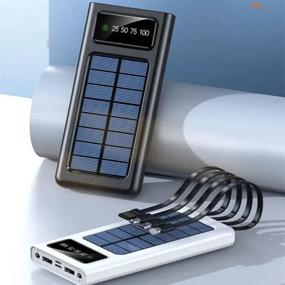 Outdoorzees Portable Solar Power Bank with Built-in Cables