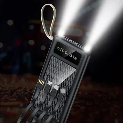 Outdoorzees Portable Solar Power Bank with Built-in Cables