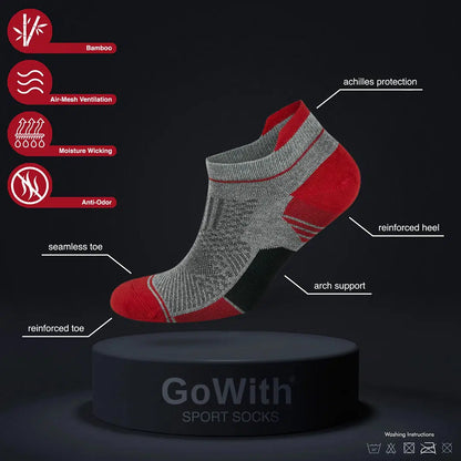 GoWith Men's Bamboo Low Cut Moisture Wicking Athletic Running & Golf Socks