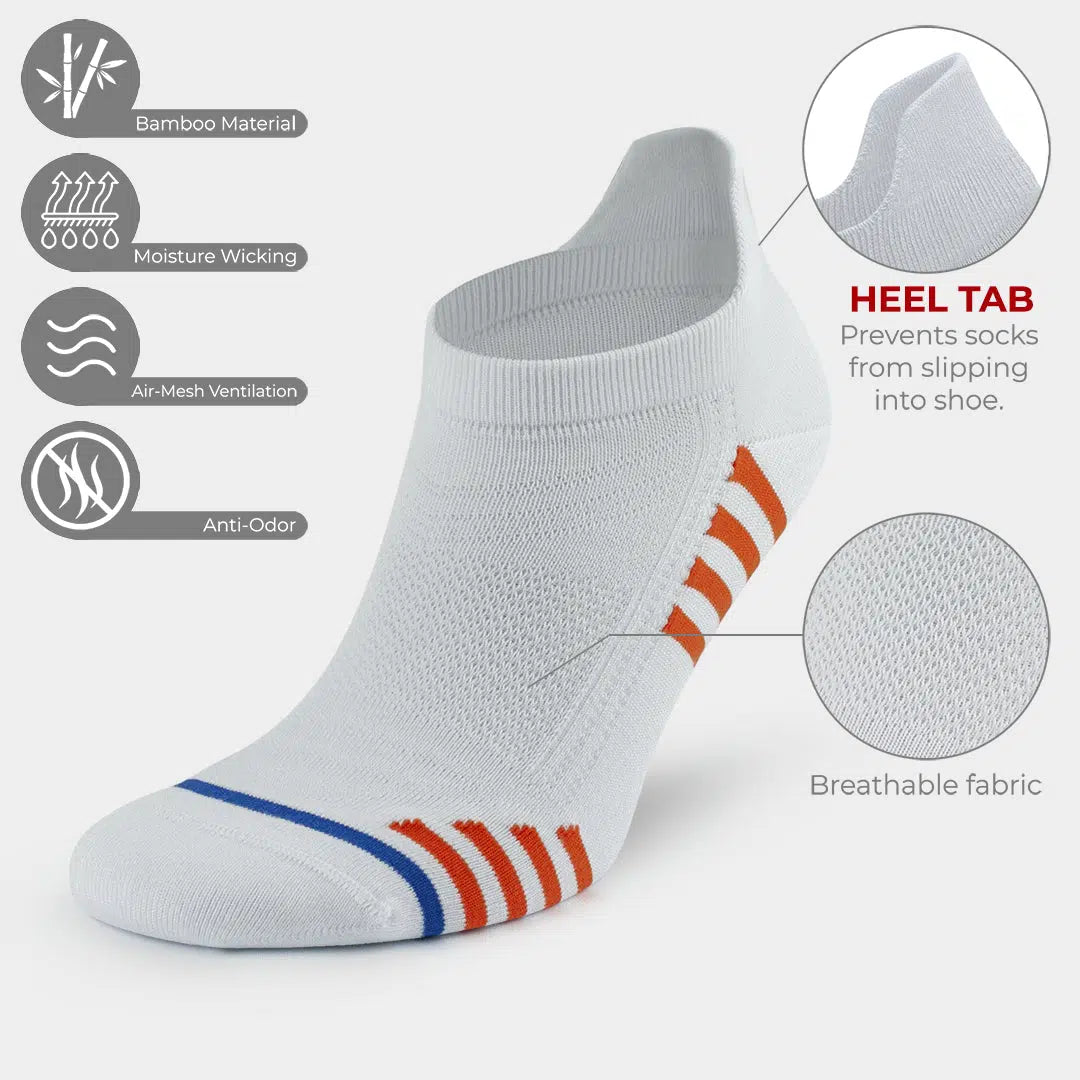 GoWith Men's Bamboo Low Cut Athletic Running & Golf Socks with Arch Support