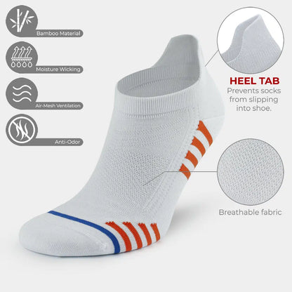GoWith Men's Bamboo Low Cut Athletic Running & Golf Socks with Arch Support