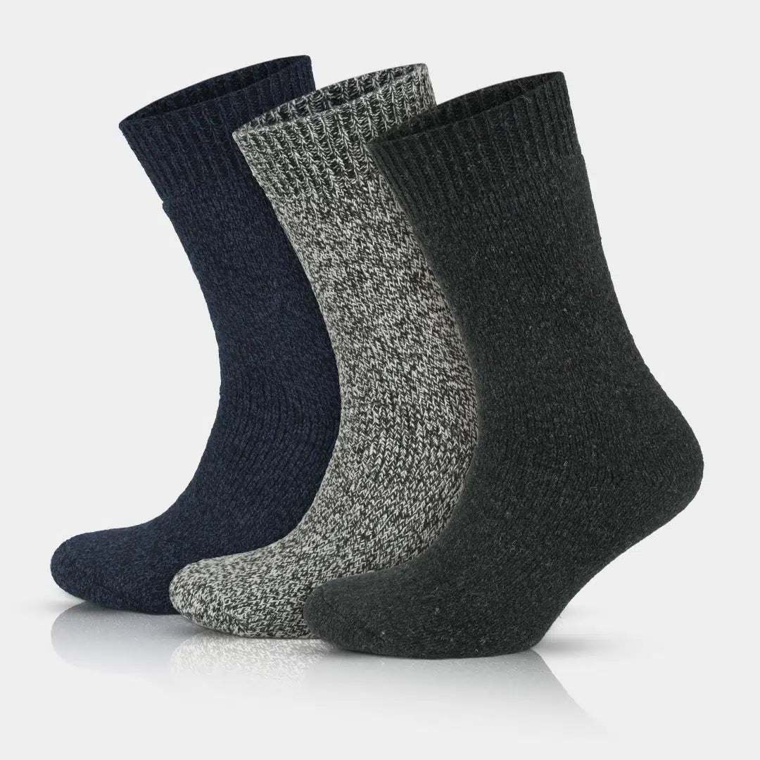 GoWith Men's Merino Wool Extra Thick Full Terry Fuzzy Crew Socks - Full Cushion