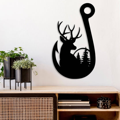 MetalPlex - Deer Fishing Hook - Metal Wall Art