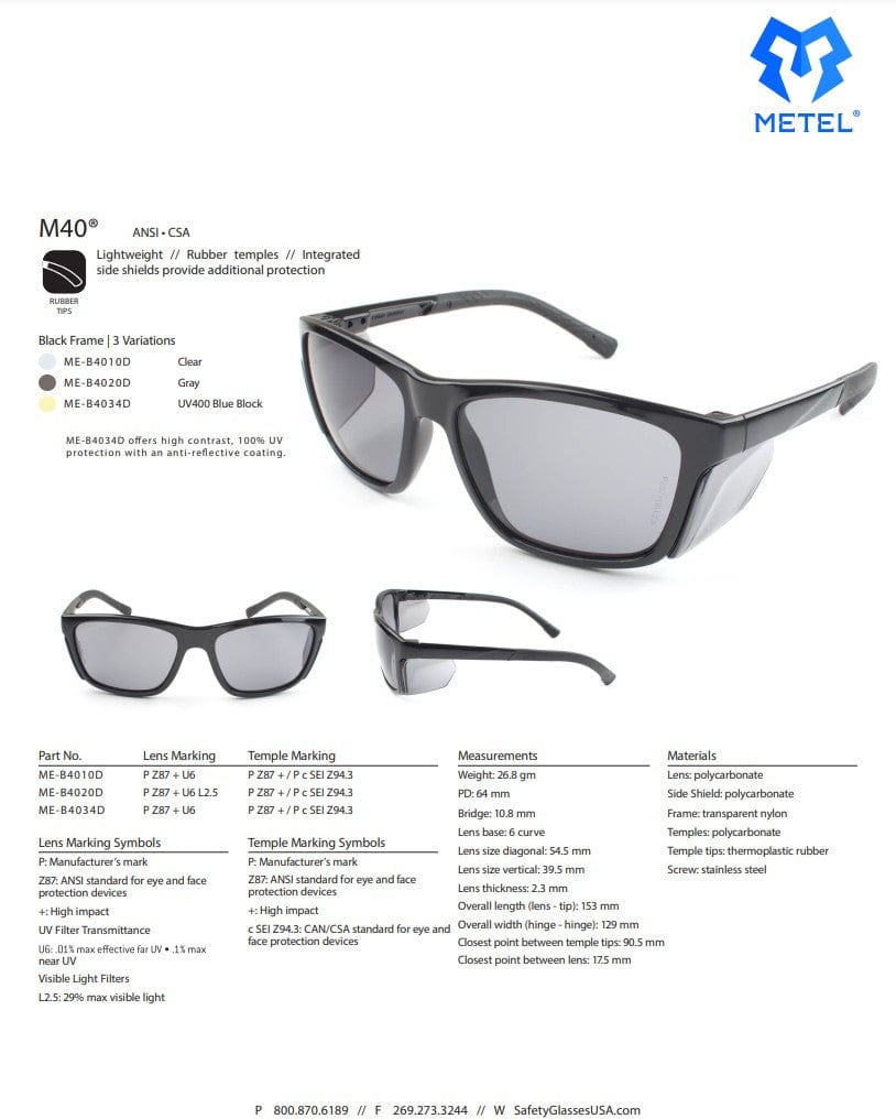 METEL M40 Retro Safety Glasses - Angler's Pro Tackle & Outdoors