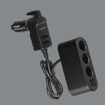 Stinger Survival Tools USB Car Charger Emergency Tool With Cigarette Lighter & USB Extensions