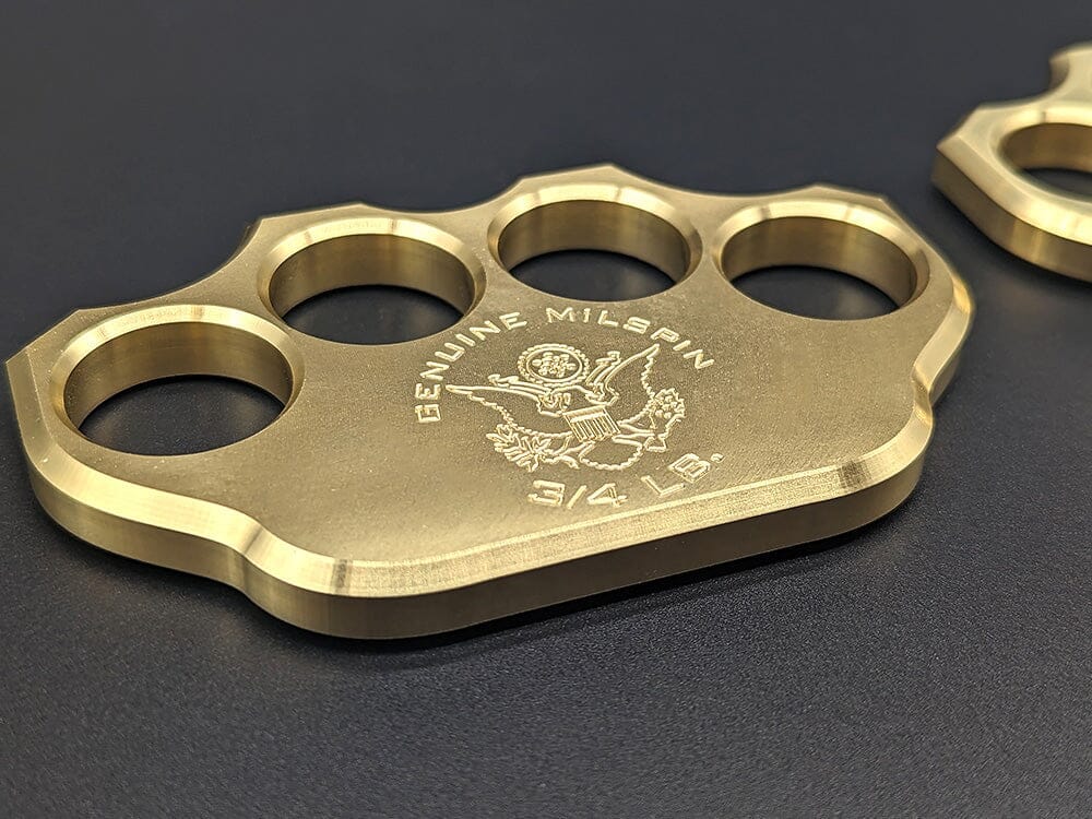 Milspin 3/4lb Brass Knuckle Non-Customizable Solid Brass Paperweight (MILSPIN Logo Only)