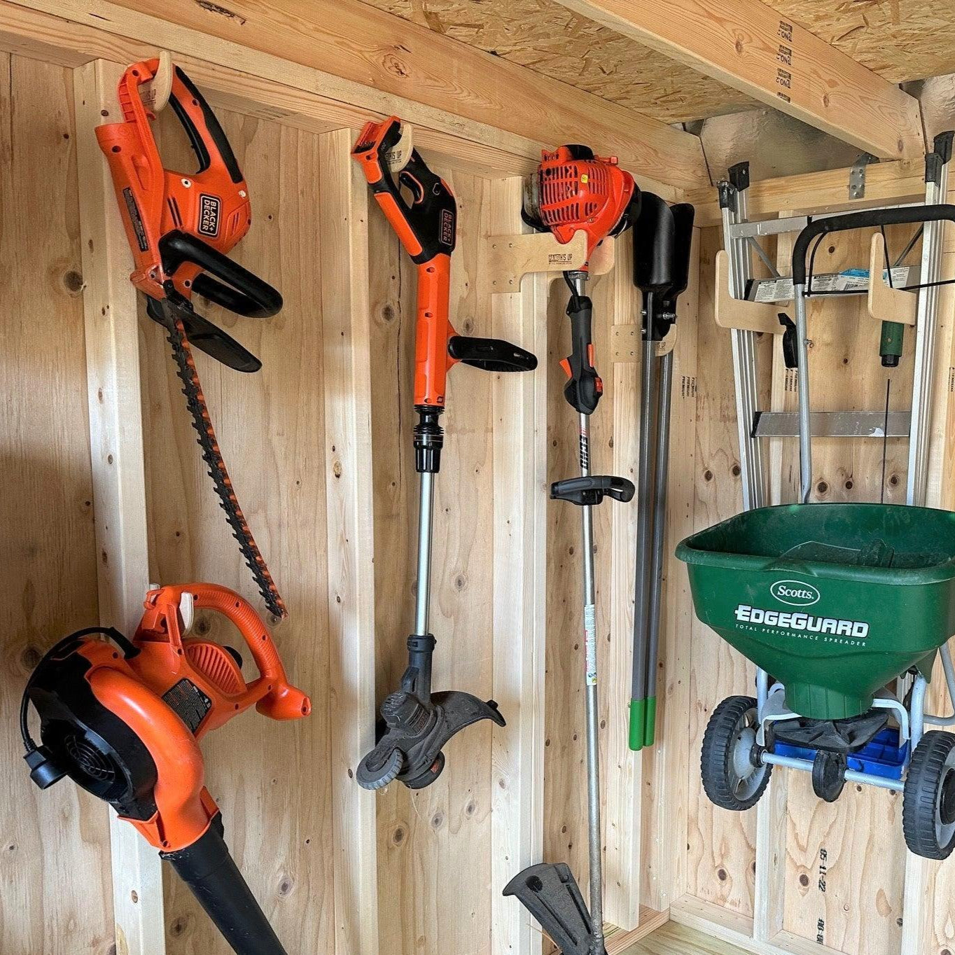 HangThis Up - Miscellaneous Organizer Hook, Storage shed, Yard Shed Organization System, Yard Tool Rack