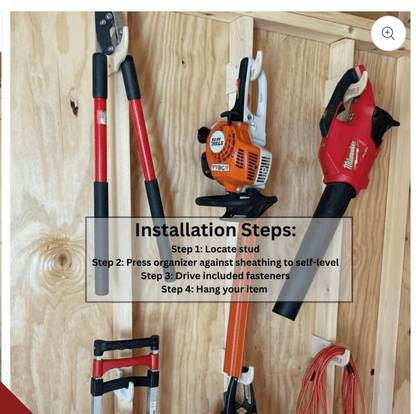 HangThis Up - Miscellaneous Organizer Hook, Storage shed, Yard Shed Organization System, Yard Tool Rack